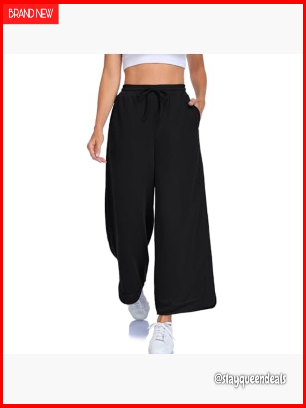 Baggy Wide Leg Sweatpants High Waisted Palazzo Pants Loose Drawstring Lounge - Picture 2 of 7
